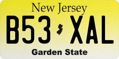 NJ license plate B53XAL