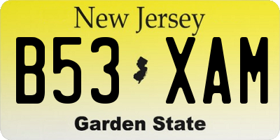NJ license plate B53XAM