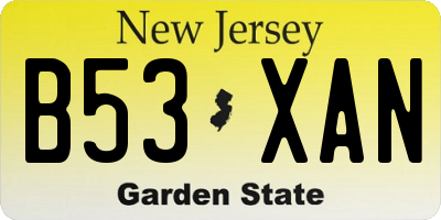 NJ license plate B53XAN