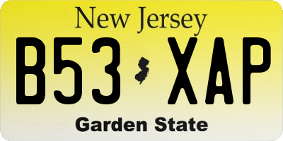 NJ license plate B53XAP