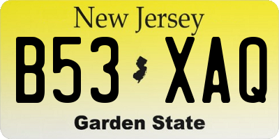 NJ license plate B53XAQ