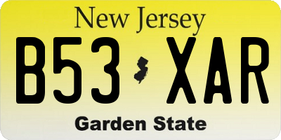 NJ license plate B53XAR