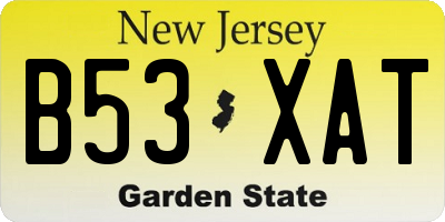 NJ license plate B53XAT