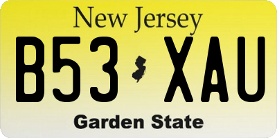 NJ license plate B53XAU