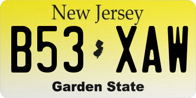 NJ license plate B53XAW