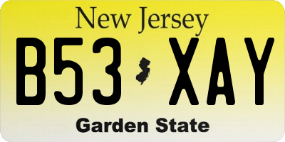 NJ license plate B53XAY