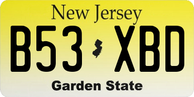 NJ license plate B53XBD