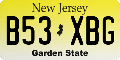NJ license plate B53XBG