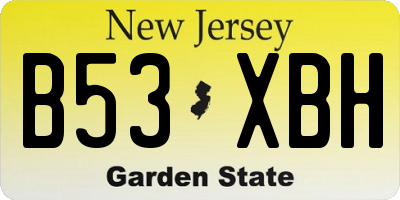 NJ license plate B53XBH