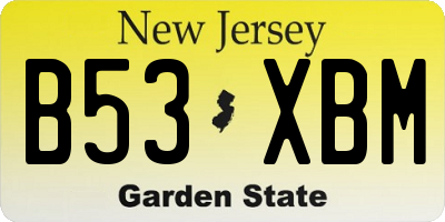 NJ license plate B53XBM