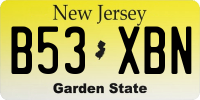 NJ license plate B53XBN