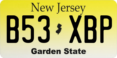 NJ license plate B53XBP