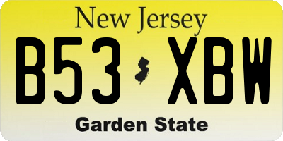 NJ license plate B53XBW