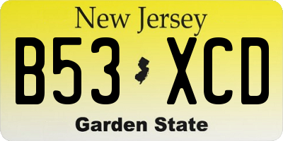 NJ license plate B53XCD