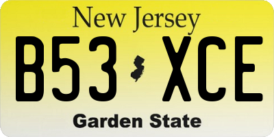 NJ license plate B53XCE