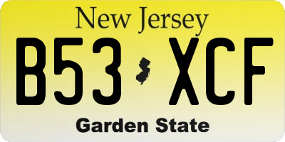 NJ license plate B53XCF