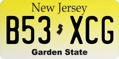 NJ license plate B53XCG