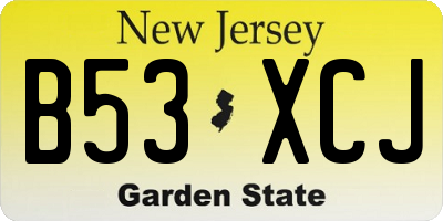 NJ license plate B53XCJ