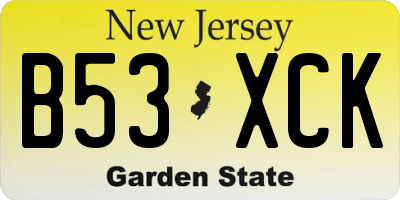 NJ license plate B53XCK
