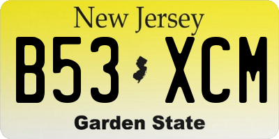 NJ license plate B53XCM
