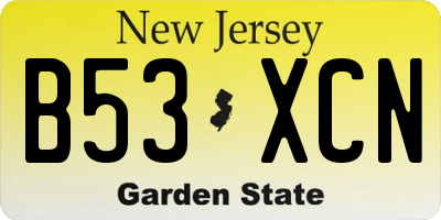 NJ license plate B53XCN