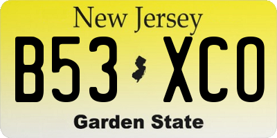 NJ license plate B53XCO