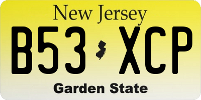 NJ license plate B53XCP