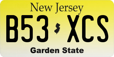 NJ license plate B53XCS