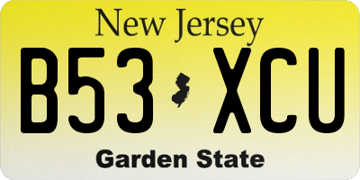 NJ license plate B53XCU