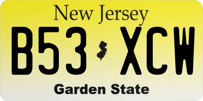 NJ license plate B53XCW
