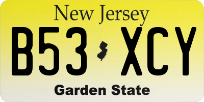 NJ license plate B53XCY