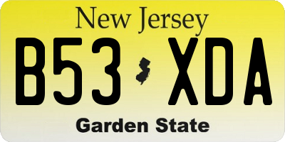NJ license plate B53XDA