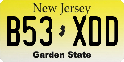 NJ license plate B53XDD
