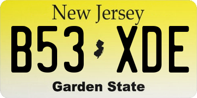 NJ license plate B53XDE