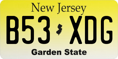 NJ license plate B53XDG