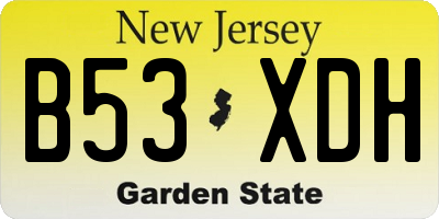 NJ license plate B53XDH