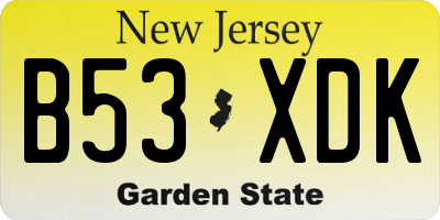 NJ license plate B53XDK