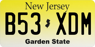 NJ license plate B53XDM