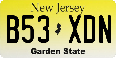 NJ license plate B53XDN