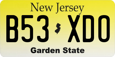 NJ license plate B53XDO