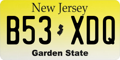 NJ license plate B53XDQ