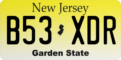 NJ license plate B53XDR