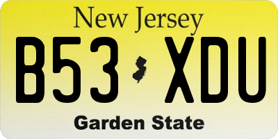 NJ license plate B53XDU