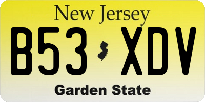 NJ license plate B53XDV