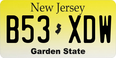 NJ license plate B53XDW