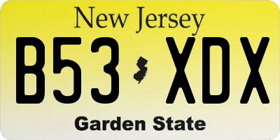 NJ license plate B53XDX