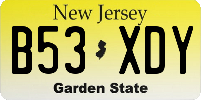 NJ license plate B53XDY