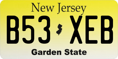 NJ license plate B53XEB