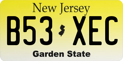 NJ license plate B53XEC