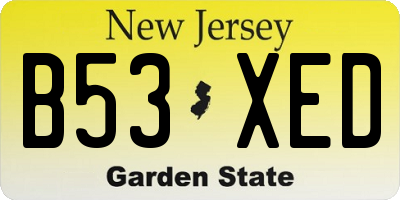 NJ license plate B53XED